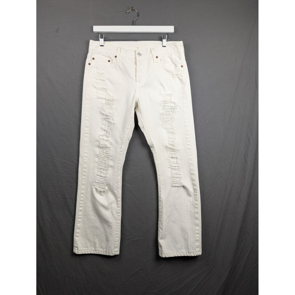 Levis Womens Jeans 28 White Distressed Straight Leg Denim 3612